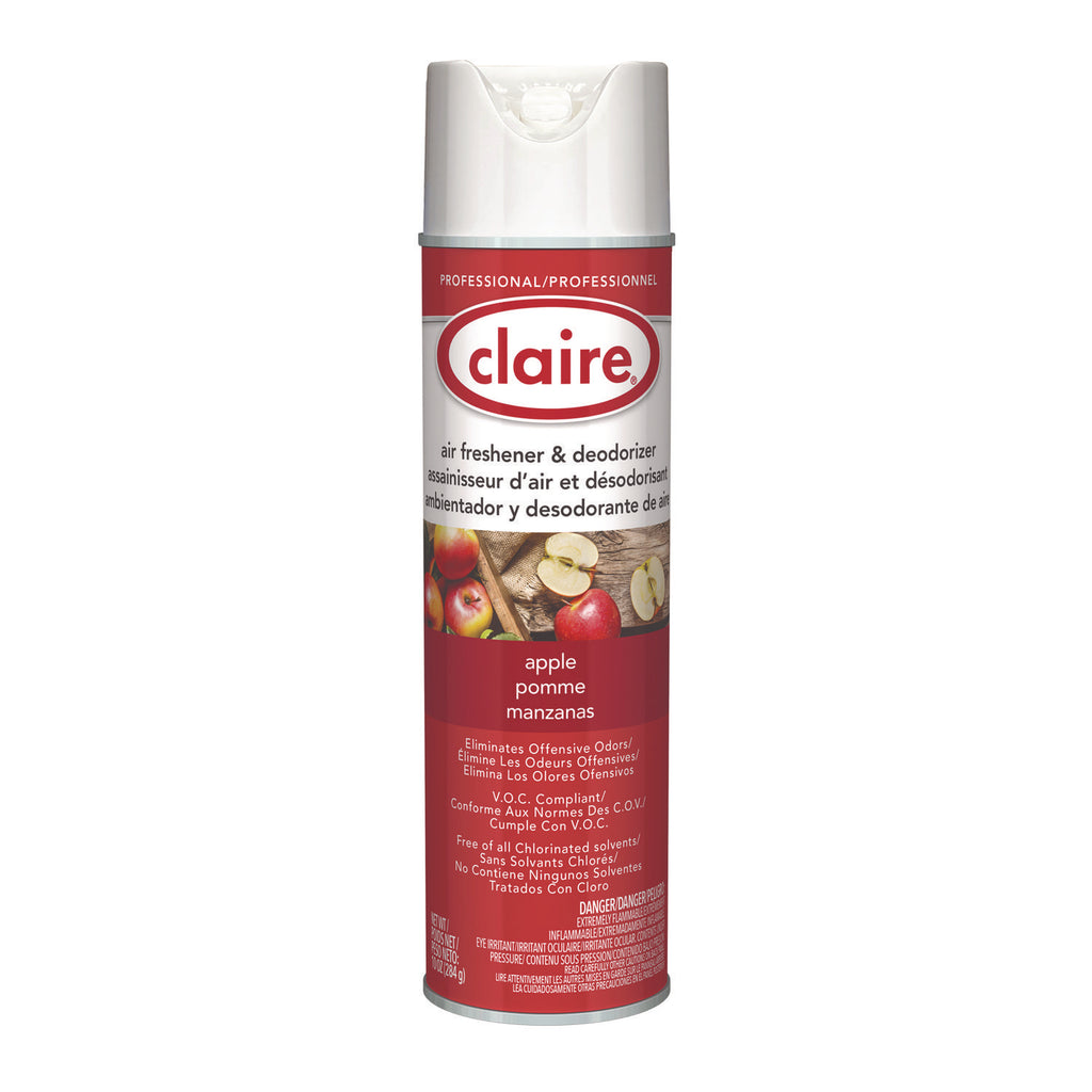 Claire Apple Air Freshener & Deodorizer - Aerosol - 20 fl oz (0.6 quart) - Dutch Apple - 12 / Pack - Ozone-safe, Chemical-free, Residue-free, Non-staining, Odor Neutralizer