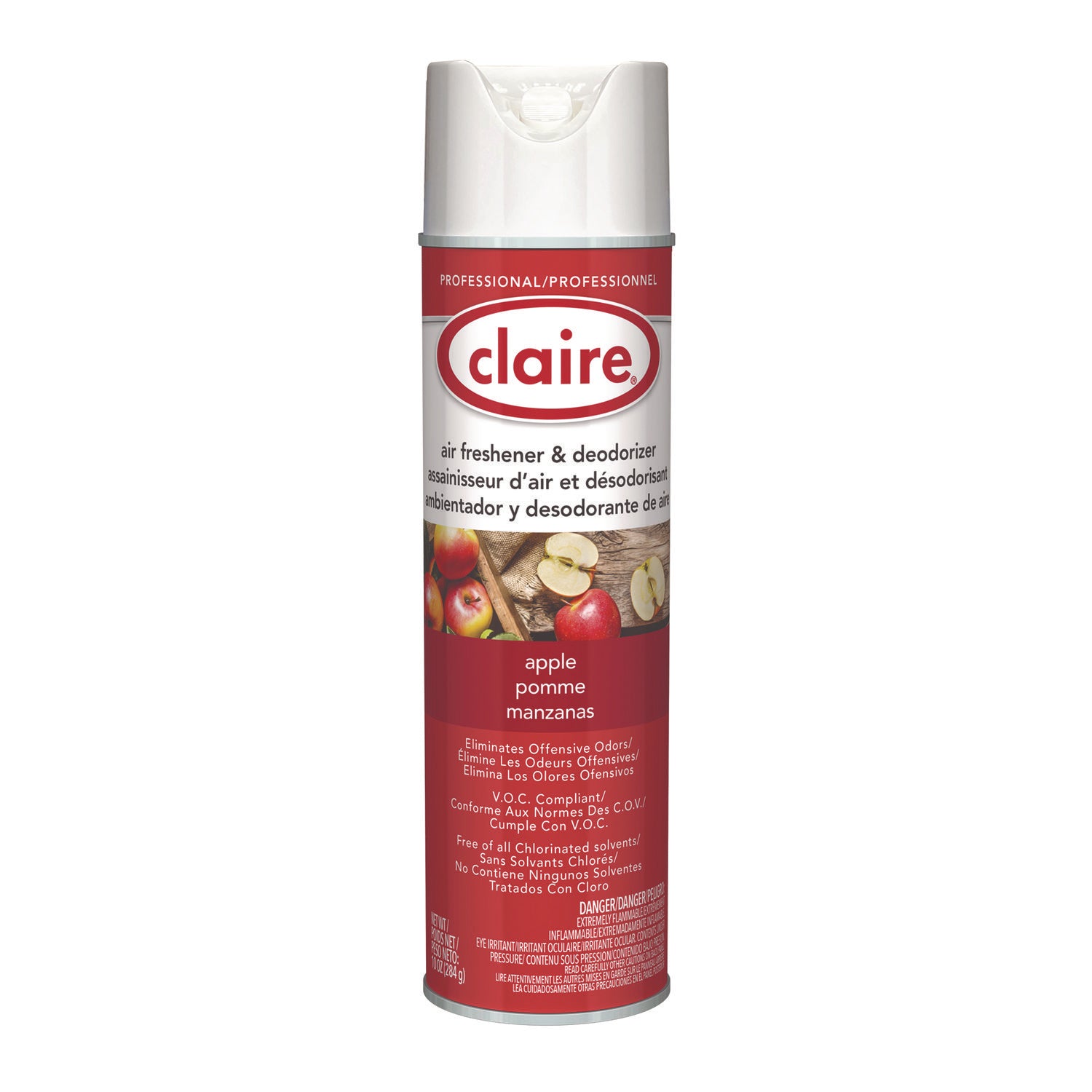 Claire Apple Air Freshener & Deodorizer - Aerosol - 20 fl oz (0.6 quart) - Dutch Apple - 12 / Pack - Ozone-safe, Chemical-free, Residue-free, Non-staining, Odor Neutralizer