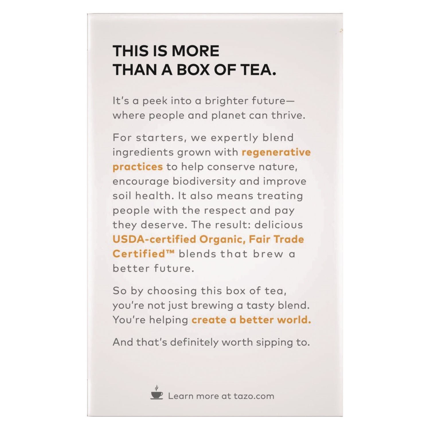 Tea Bags, Organic Chai, 16/Box, 6 Boxes/Carton