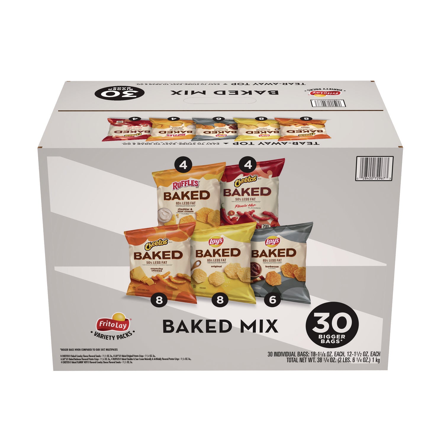 baked-variety-pack-lays-regular-lays-bbq-cheetos-ruffles-cheddar-and-sour-cream-hot-cheetos-30-bags-box-2-boxes-carton_lay73172 - 1