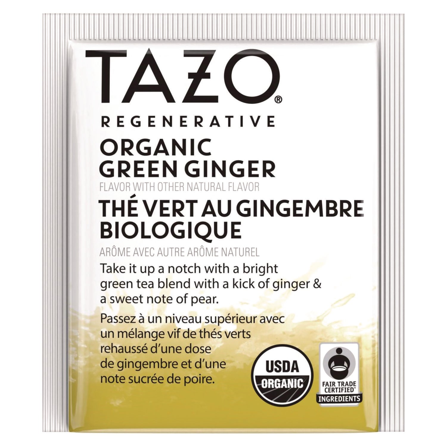 Tea Bags, Organic Green Ginger, 16/Box, 6 Boxes/Carton