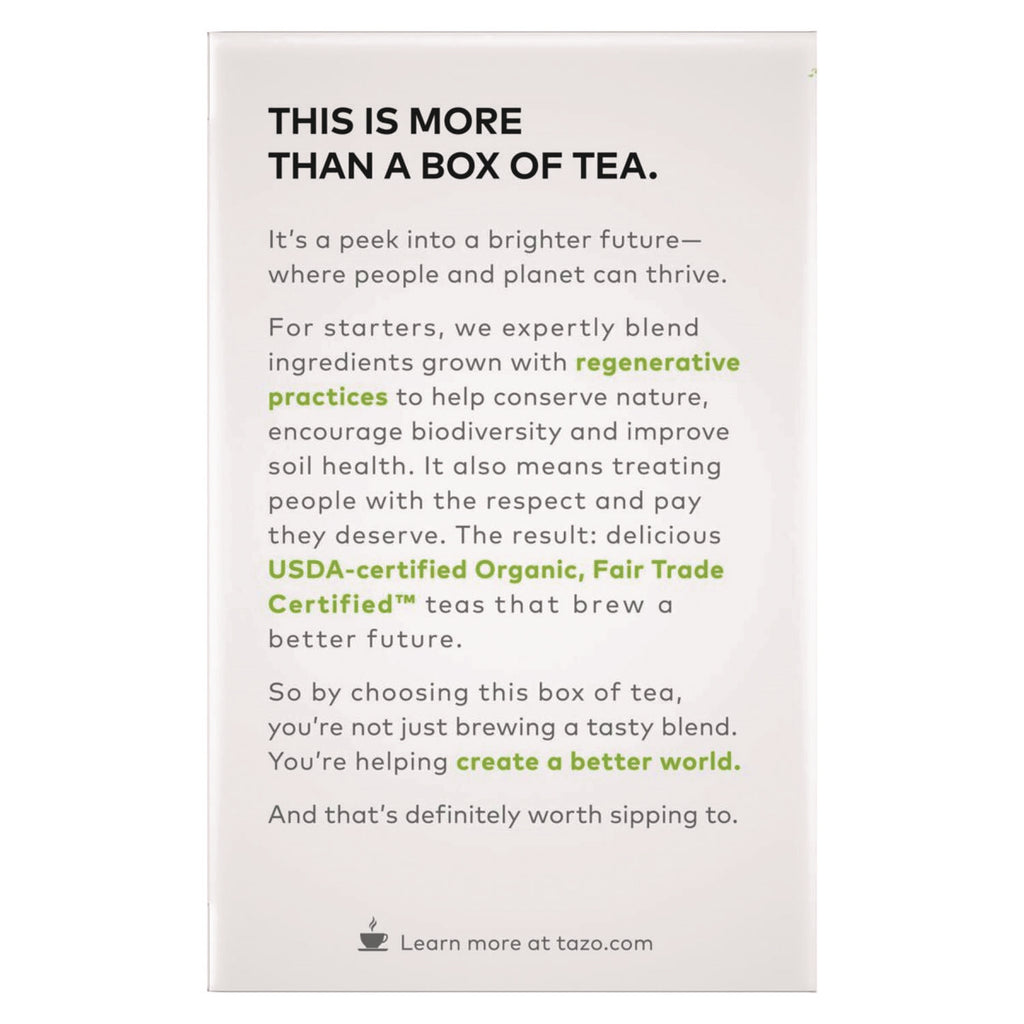 Tea Bags, Organic Zen, 16/Box, 6 Boxes/Carton