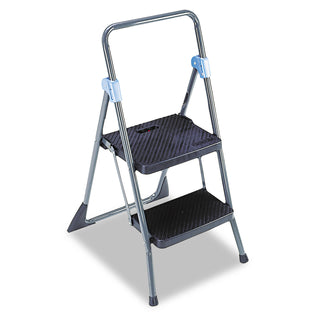 Commercial 2-Step Folding Stool, 300 lb Capacity, 20.5 x 24.75 x 39.5, Gray - 