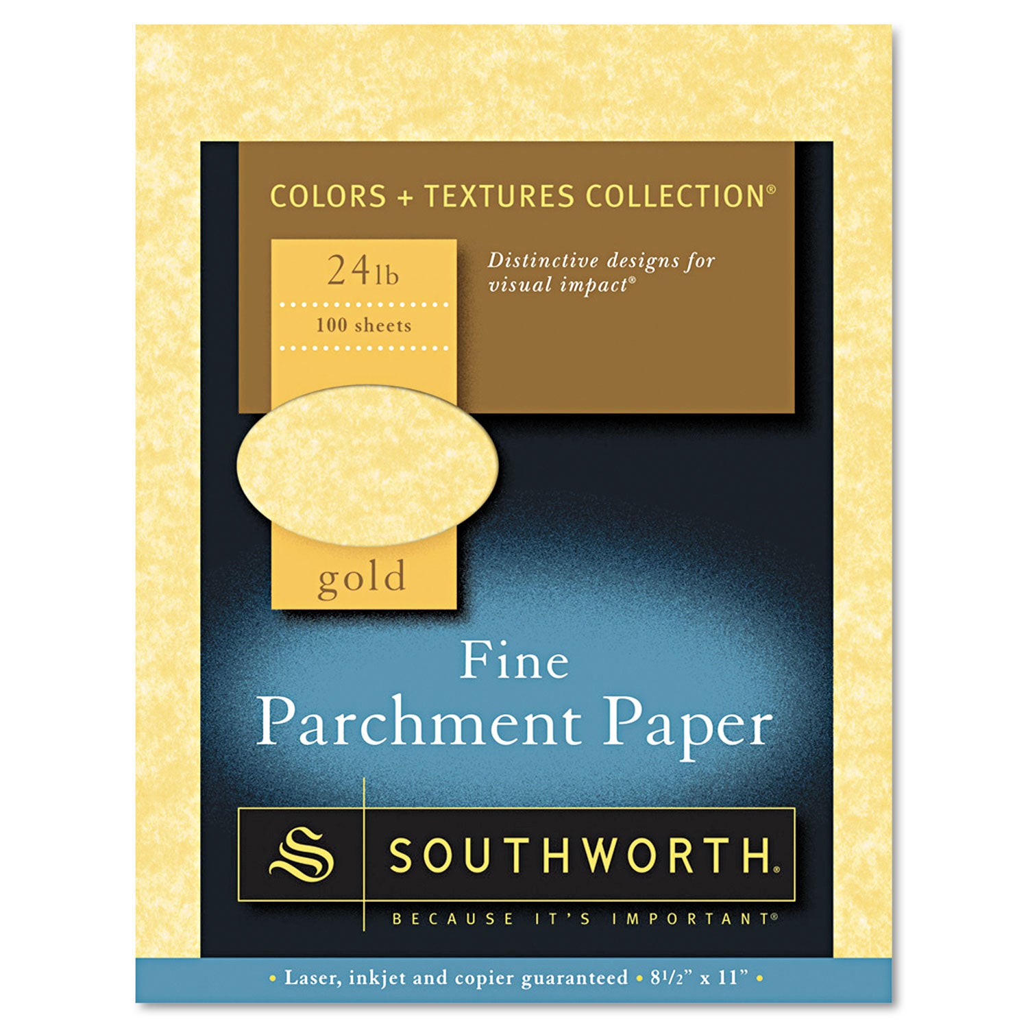 Parchment Specialty Paper, 24 lb Bond Weight, 8.5 x 11, Gold, 100/Pack - 