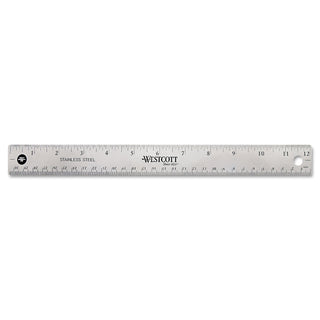 Stainless Steel Office Ruler With Non Slip Cork Base, Standard/Metric, 12" Long - 