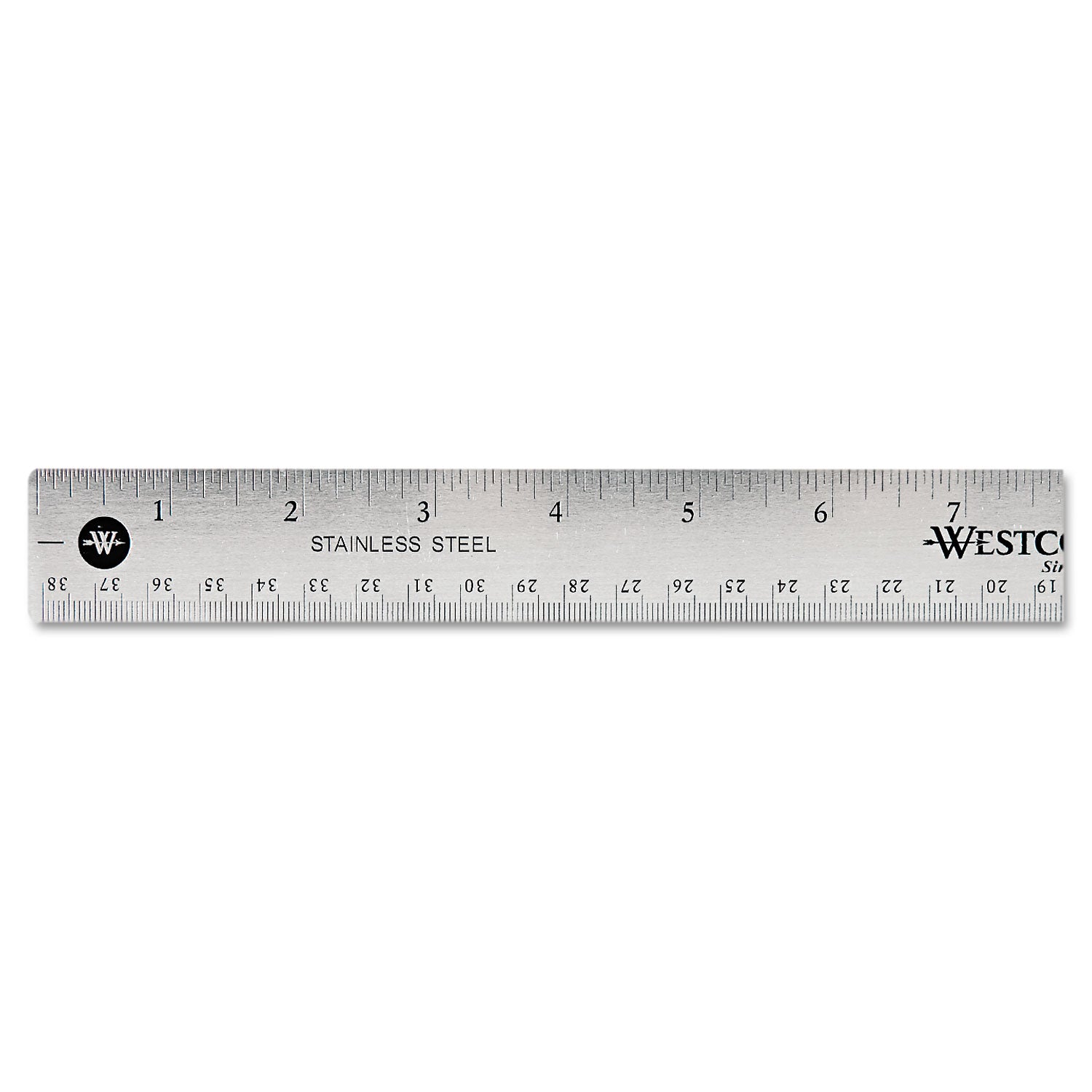 Stainless Steel Office Ruler With Non Slip Cork Base, Standard/Metric, 15" Long - 