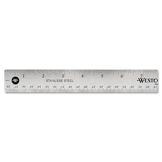 Stainless Steel Office Ruler With Non Slip Cork Base, Standard/Metric, 15" Long - 
