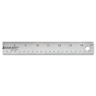 Stainless Steel Office Ruler With Non Slip Cork Base, Standard/Metric, 15" Long - 