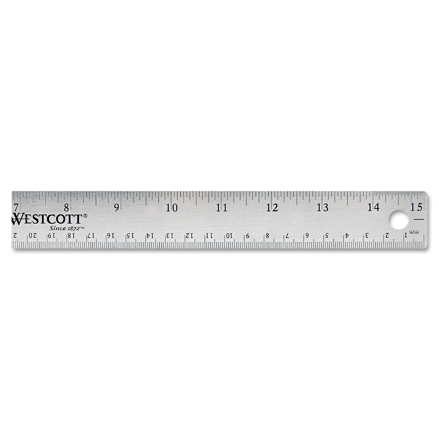 Stainless Steel Office Ruler With Non Slip Cork Base, Standard/Metric, 15" Long - 