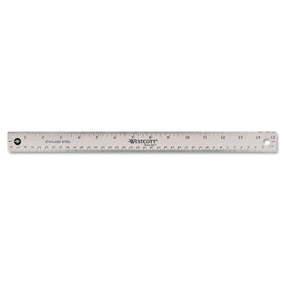 Stainless Steel Office Ruler With Non Slip Cork Base, Standard/Metric, 15" Long - 