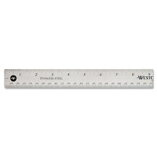 Stainless Steel Office Ruler With Non Slip Cork Base, Standard/Metric, 18" Long - 
