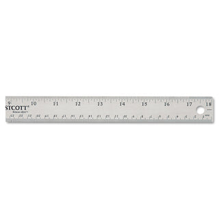 Stainless Steel Office Ruler With Non Slip Cork Base, Standard/Metric, 18" Long - 