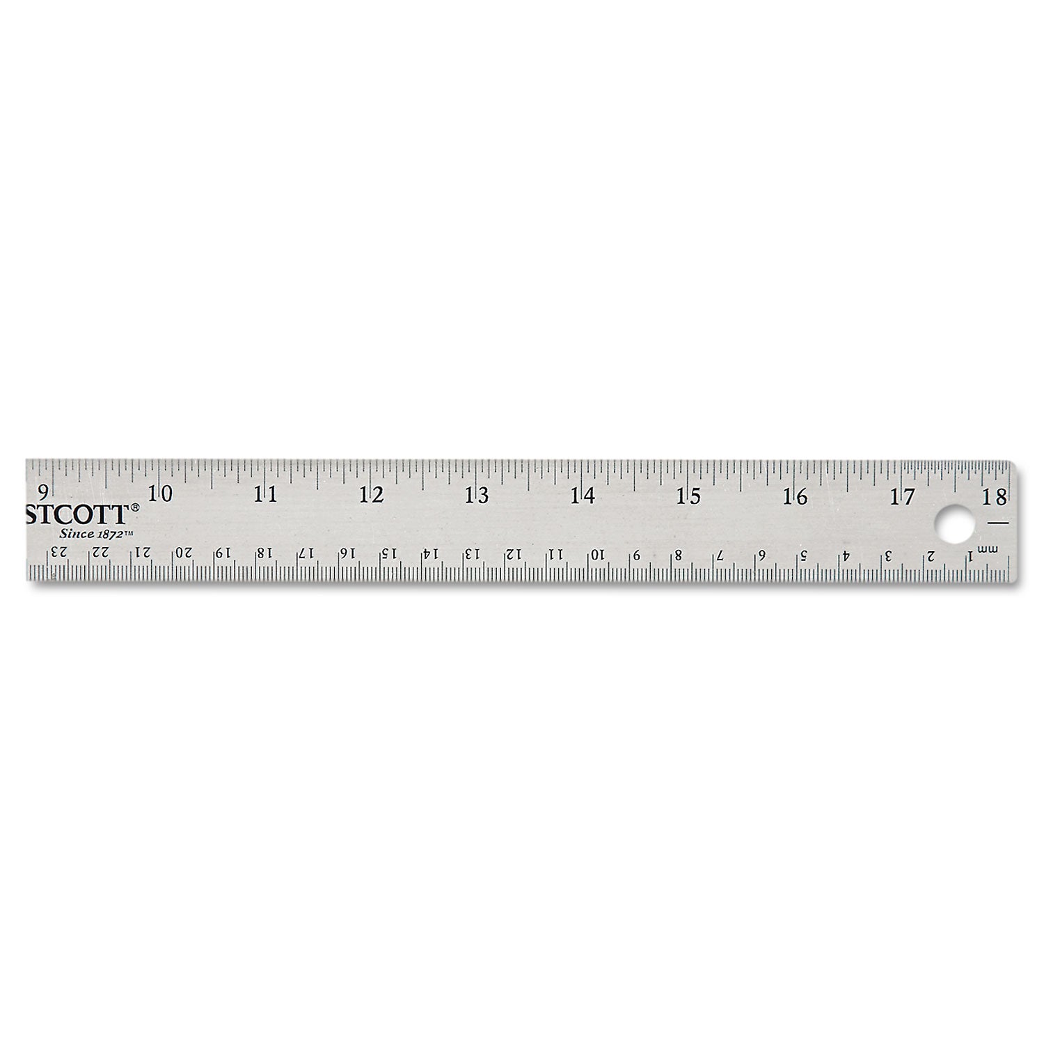 Stainless Steel Office Ruler With Non Slip Cork Base, Standard/Metric, 18" Long - 
