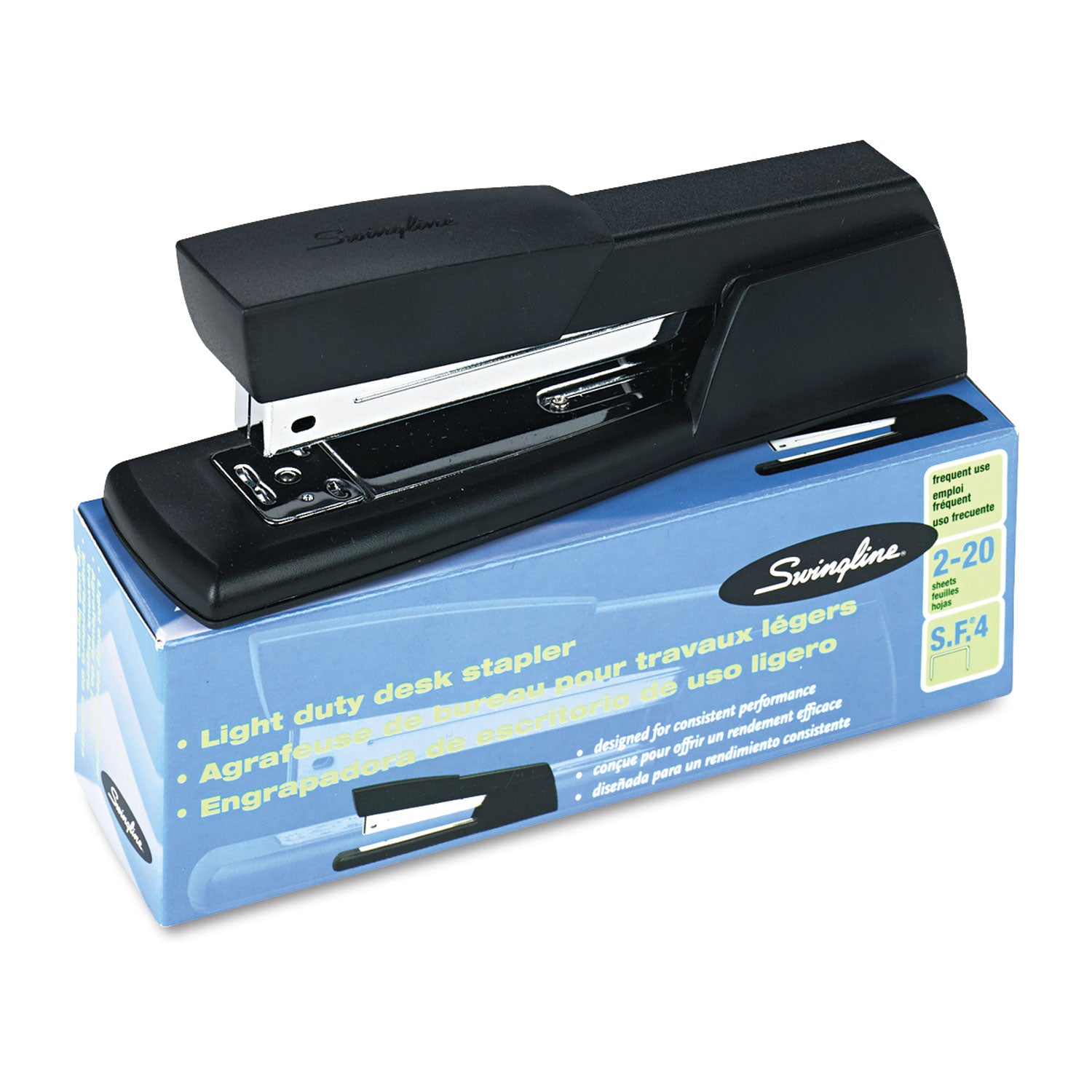 Light-Duty Full Strip Desk Stapler, 20-Sheet Capacity, Black - 