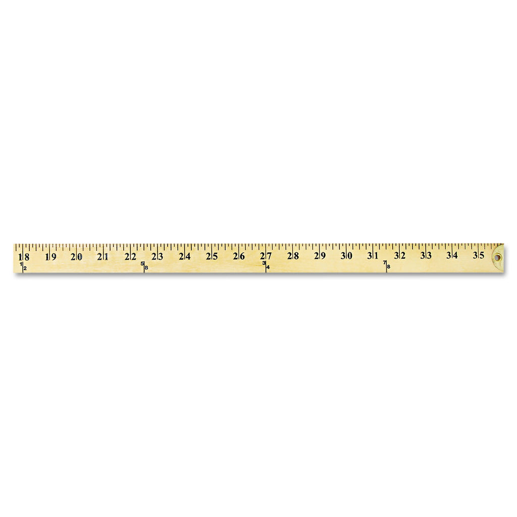Wood Yardstick with Metal Ends, 36" Long. Clear Lacquer Finish - 