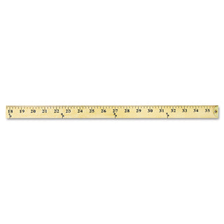 Wood Yardstick with Metal Ends, 36" Long. Clear Lacquer Finish - 