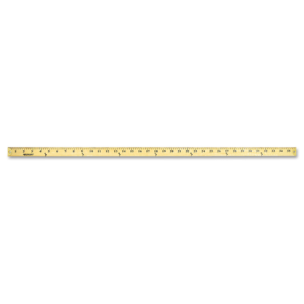 Wood Yardstick with Metal Ends, 36" Long. Clear Lacquer Finish - 