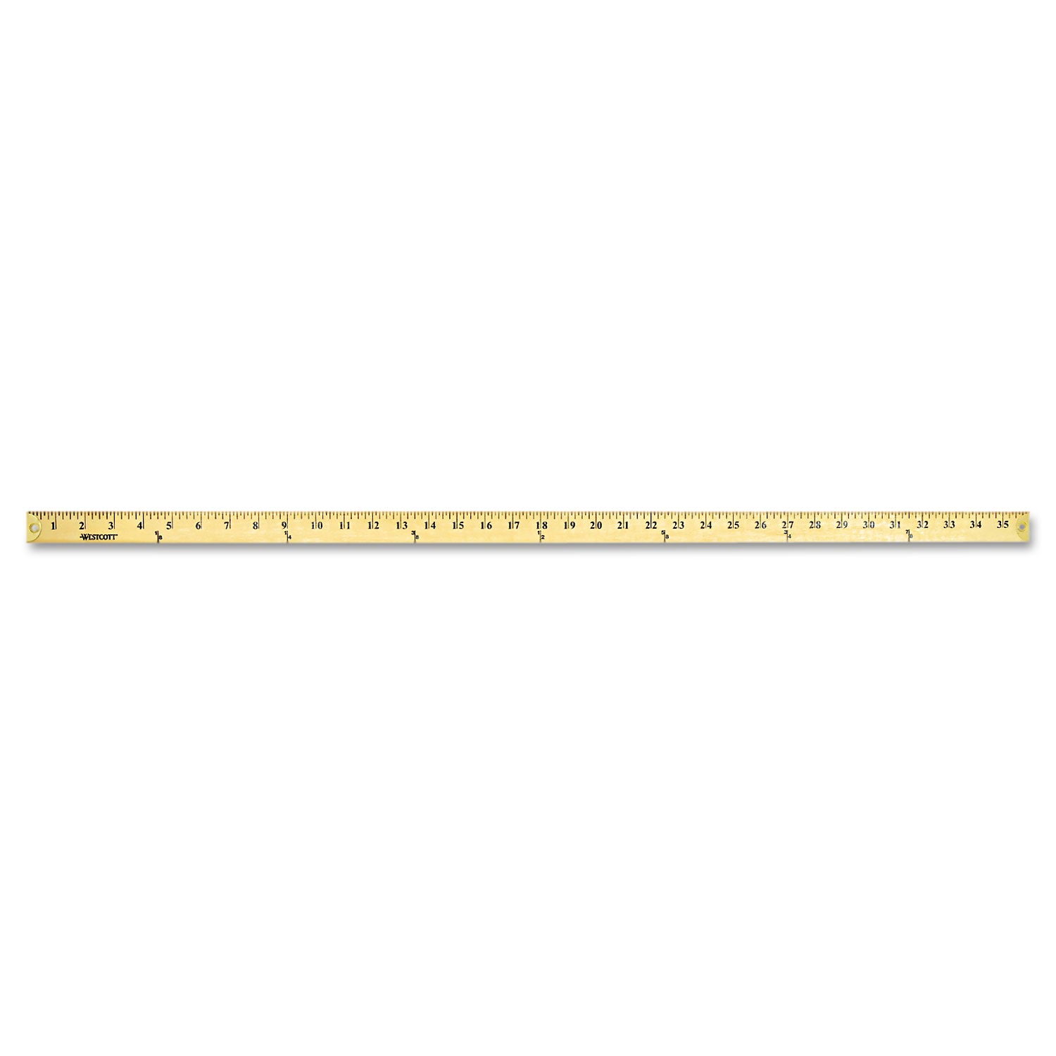 Wood Yardstick with Metal Ends, 36" Long. Clear Lacquer Finish - 