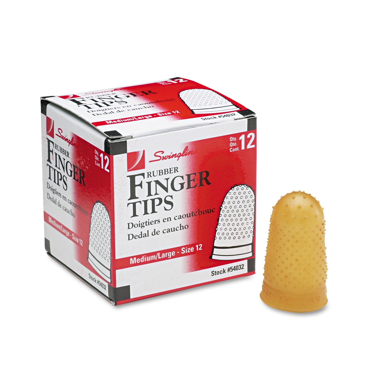 Rubber Finger Tips, 12 (Medium-Large), Amber, Dozen - 