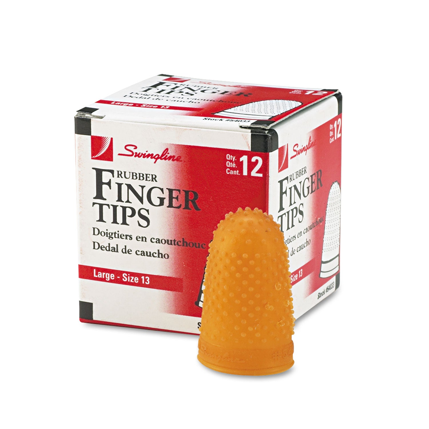 Rubber Finger Tips, 13 (Large), Amber, Dozen - 