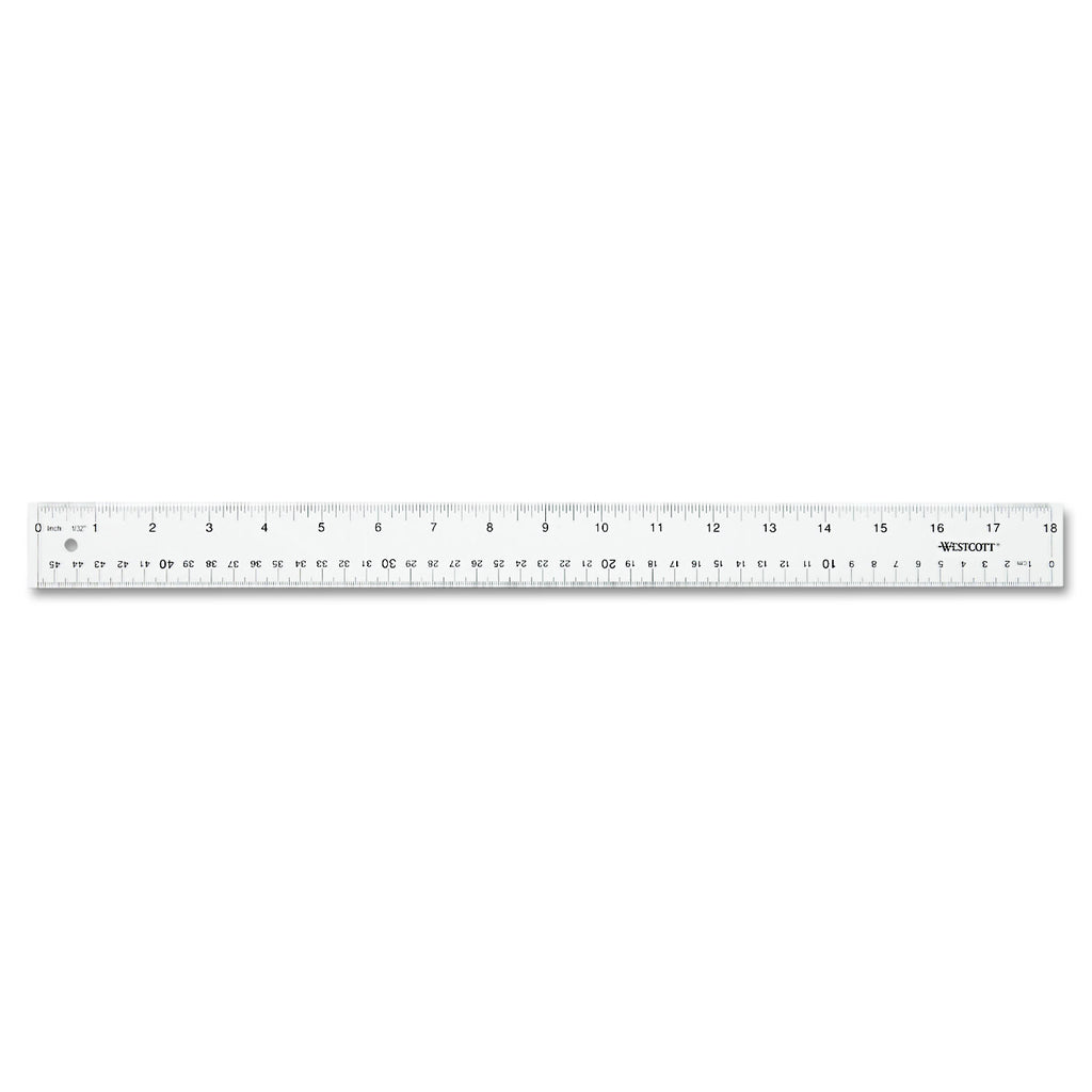 Clear Flexible Acrylic Ruler, Standard/Metric, 18" Long, Clear - 
