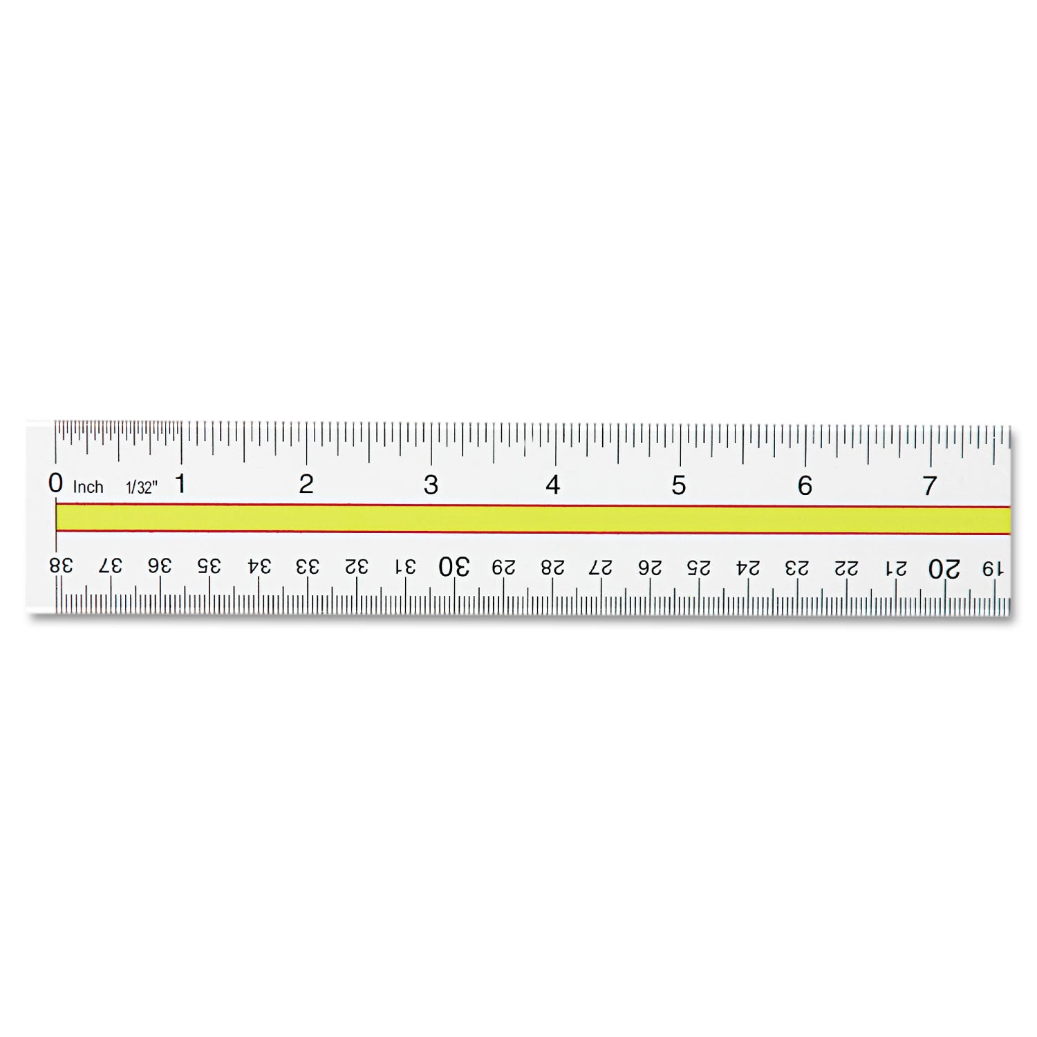 Acrylic Data Highlight Reading Ruler With Tinted Guide, 15" Long, Clear/Yellow - 