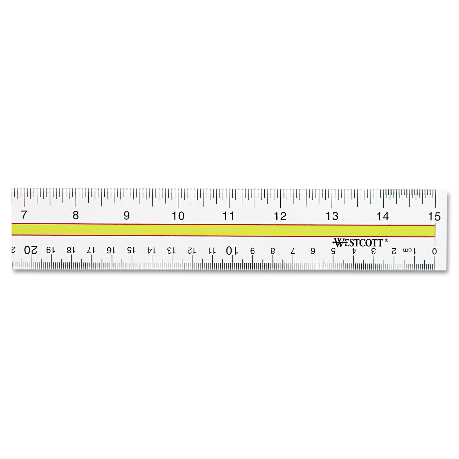 Acrylic Data Highlight Reading Ruler With Tinted Guide, 15" Long, Clear/Yellow - 