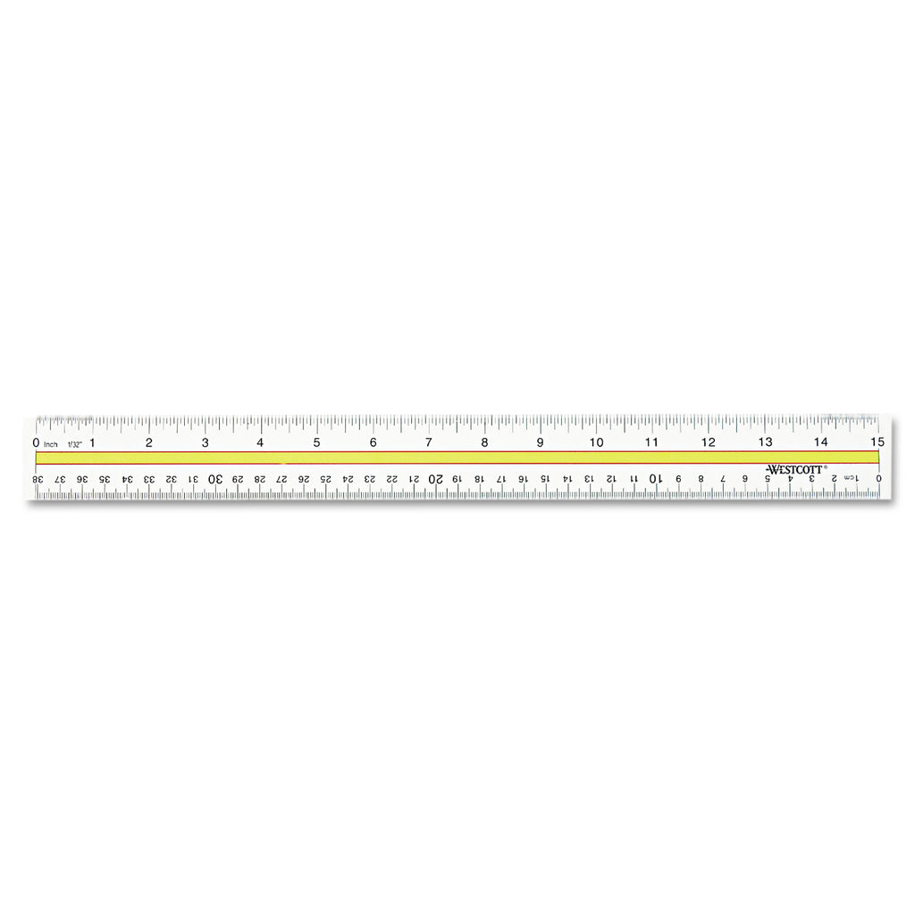 Acrylic Data Highlight Reading Ruler With Tinted Guide, 15" Long, Clear/Yellow - 