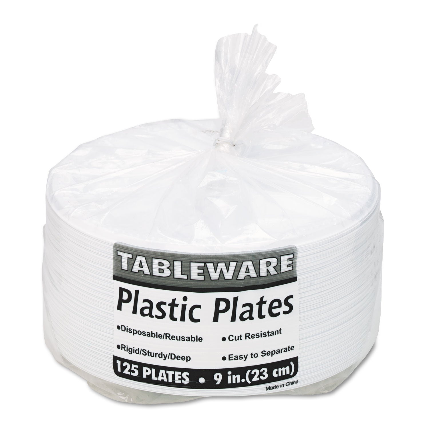 Plastic Dinnerware, Compartment Plates, 9" dia, White, 125/Pack
