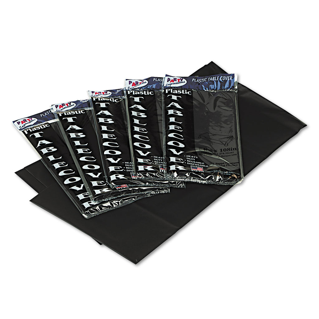 Table Set Rectangular Table Covers, Heavyweight Plastic, 54" x 108", Black, 6/Pack - 
