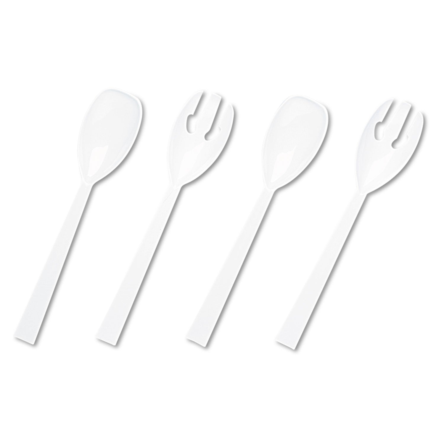 Table Set Plastic Serving Forks and Spoons, White, 24 Forks, 24 Spoons per Pack - 