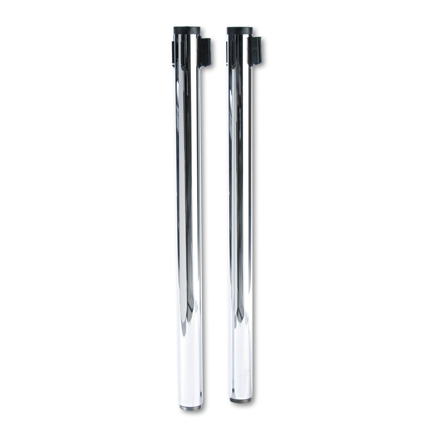 Adjusta-Tape Crowd Control Stanchion Posts Only, Polished Aluminum, 40" High, Silver, 2/Box - 