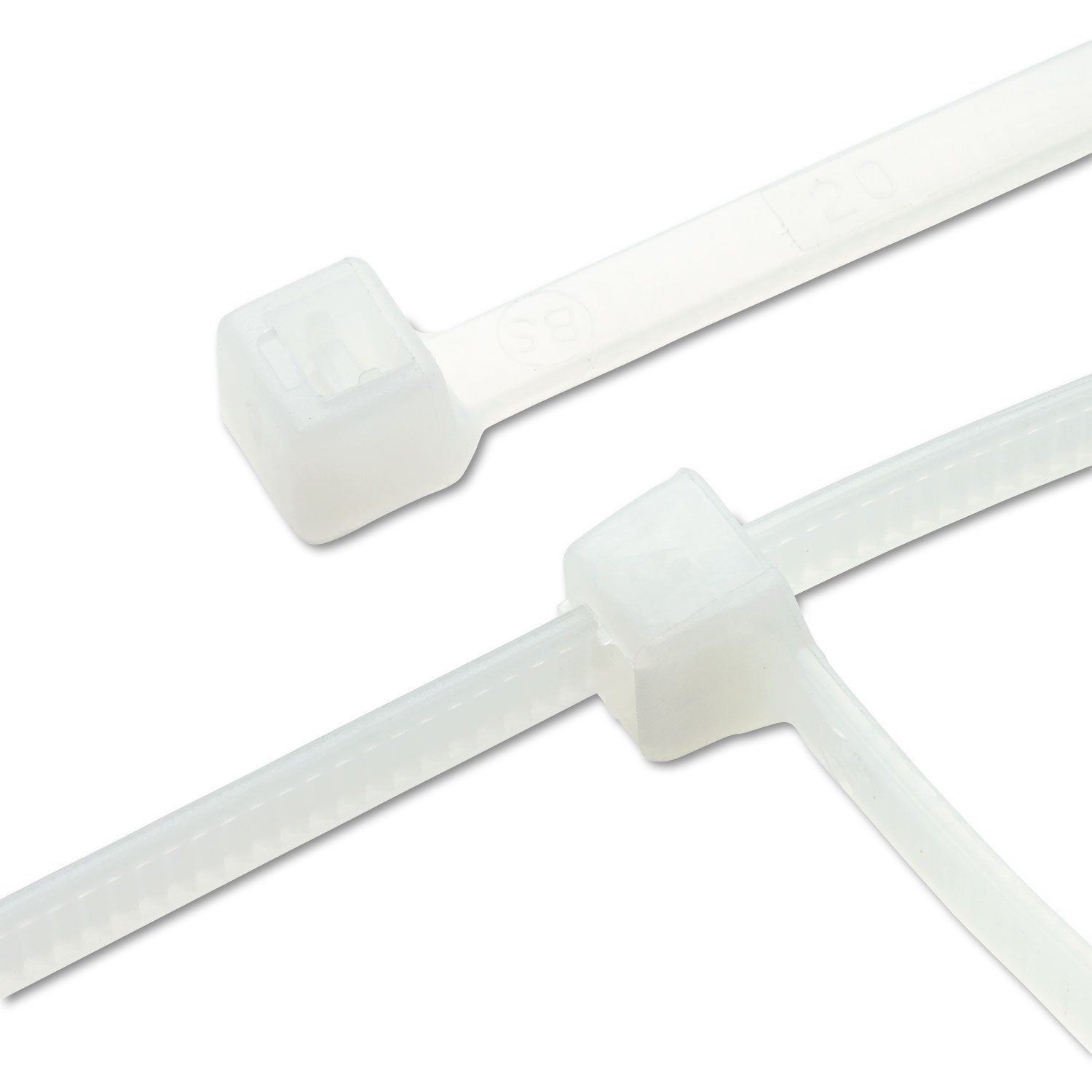 Nylon Cable Ties, 11 x 0.19, 50 lb, Natural, 500/Pack - 