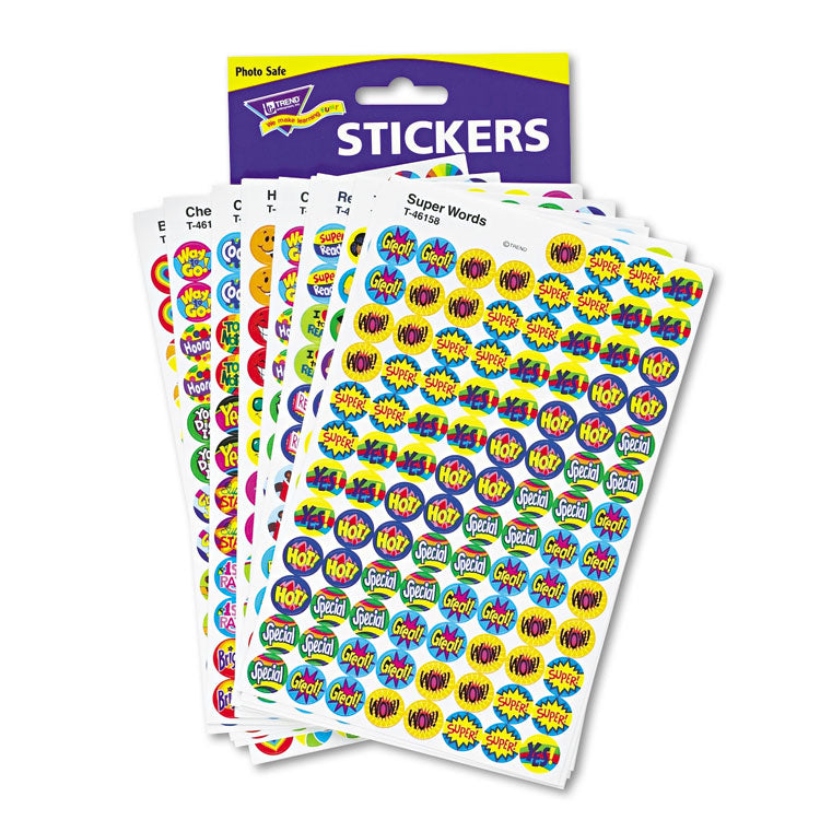SuperSpots and SuperShapes Sticker Variety Packs, Positive Praisers, Assorted Colors, 2,500/Pack - 