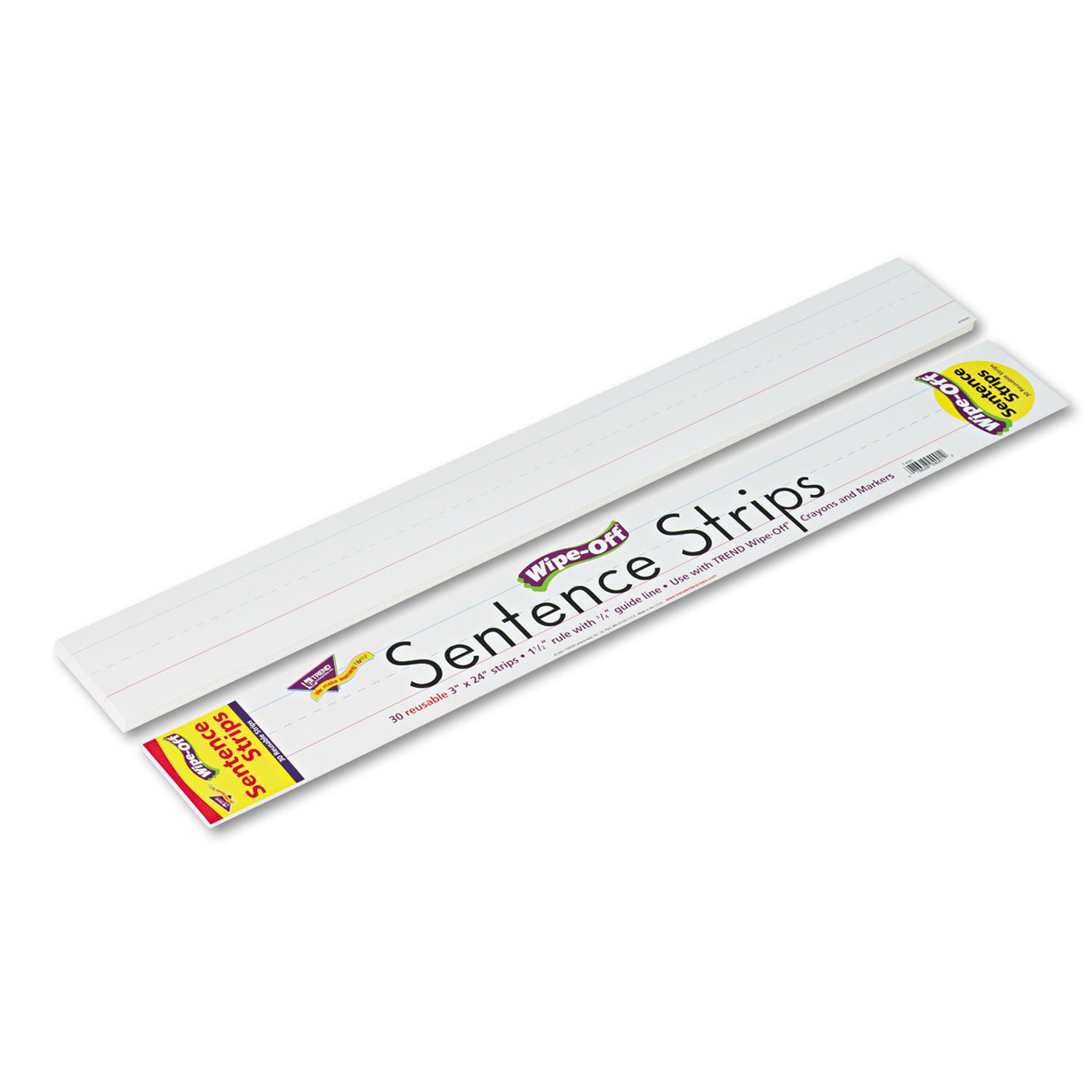 Wipe-Off Sentence Strips, 24 x 3, White, 30/Pack - 