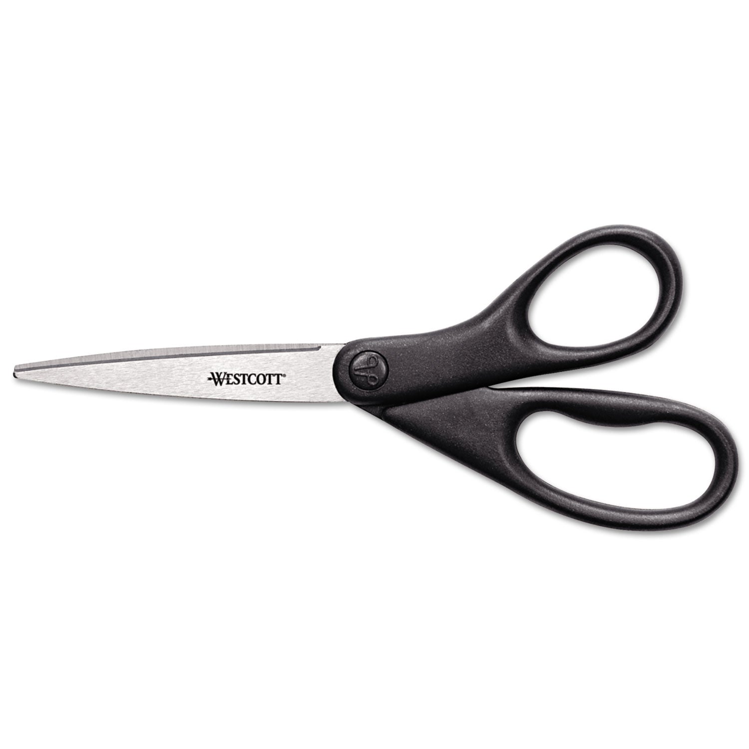 Design Line Straight Stainless Steel Scissors, 8" Long, 3.13" Cut Length, Black Straight Handle - 