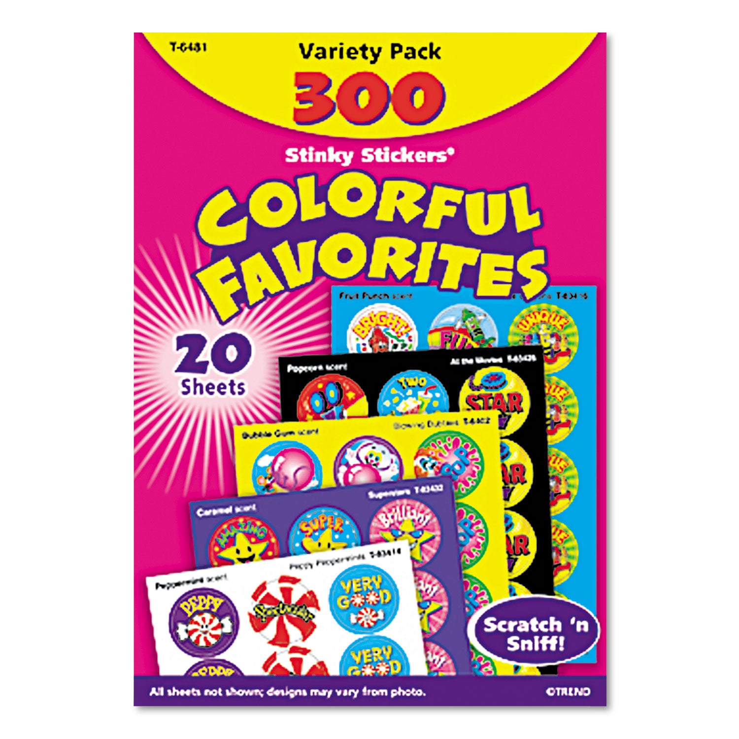 Stinky Stickers Variety Pack, Colorful Favorites, Assorted Colors, 300/Pack - 