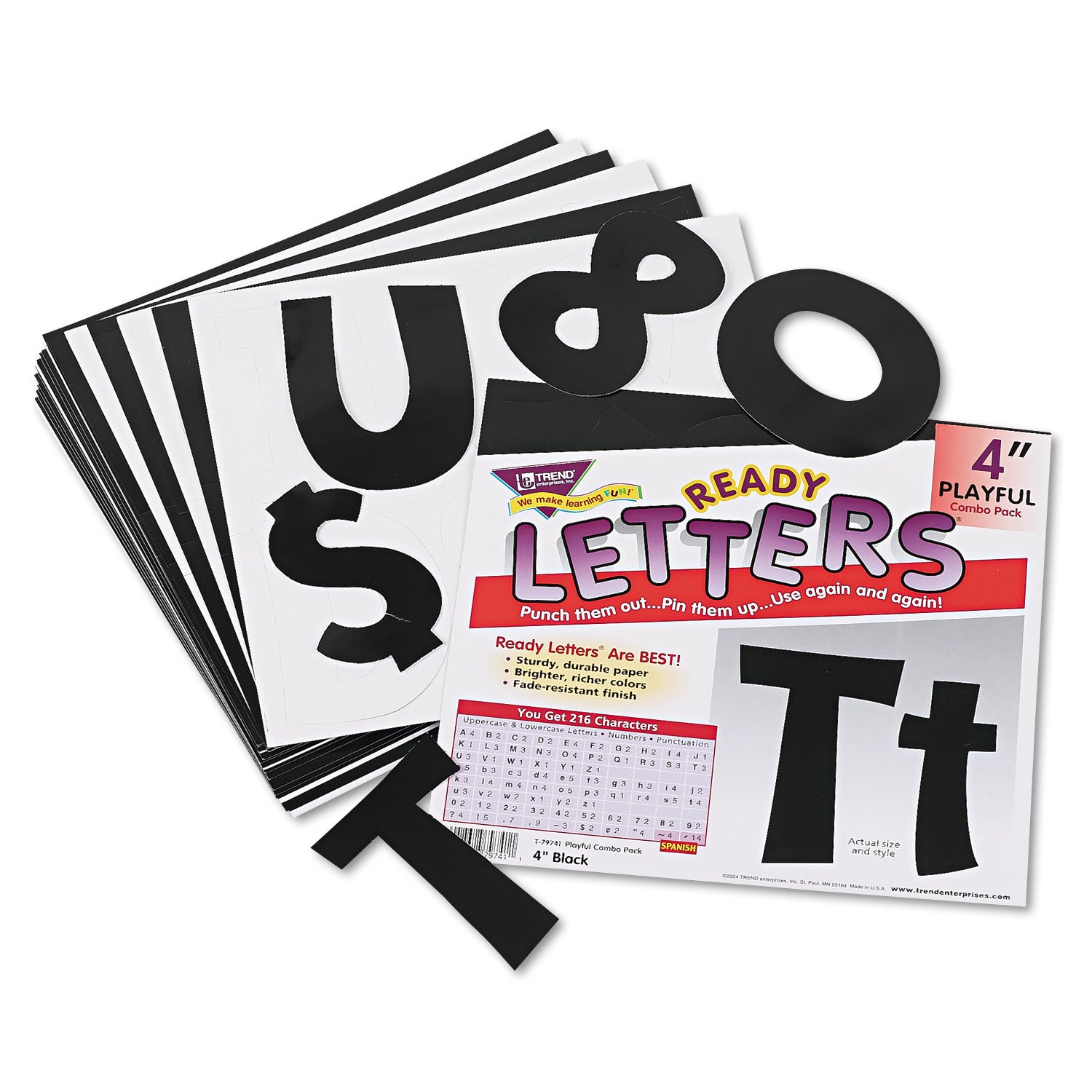 Ready Letters Playful Combo Set, Black, 4"h, 216/Set - 