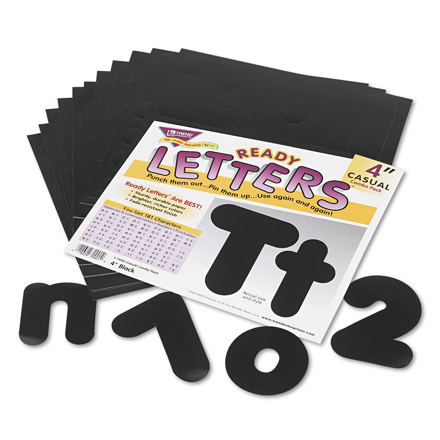 Ready Letters Casual Combo Set, Black, 4"h, 182/Set - 