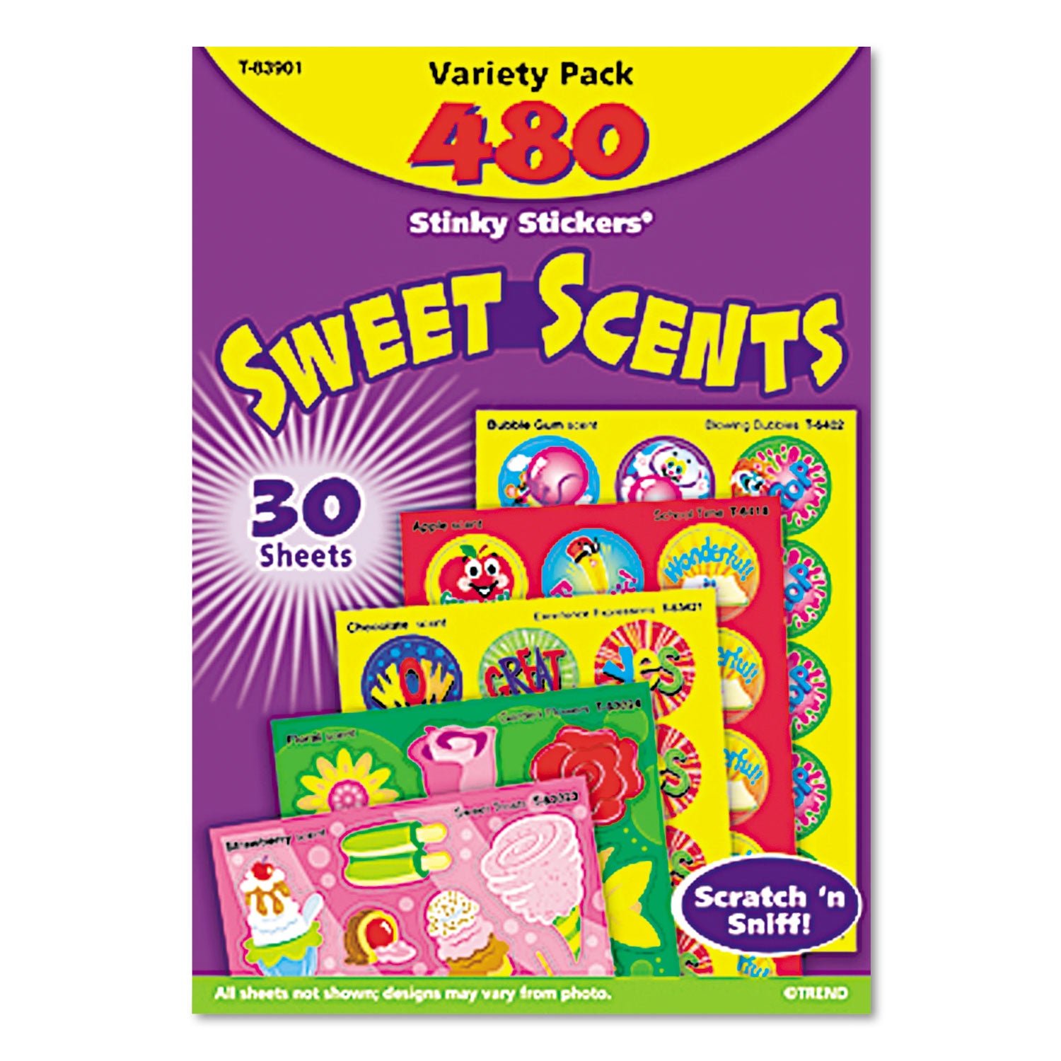 Stinky Stickers Variety Pack, Sweet Scents, Assorted Colors, 483/Pack - 
