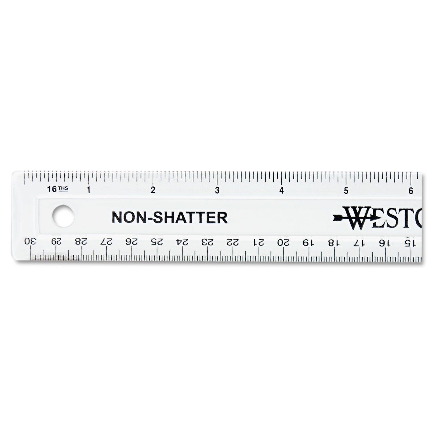 Non-Shatter Flexible Ruler, Standard/Metric, 12" Long, Plastic, Clear - 