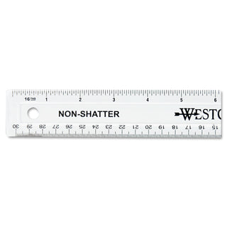 Non-Shatter Flexible Ruler, Standard/Metric, 12" Long, Plastic, Clear - 