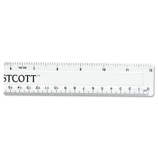Non-Shatter Flexible Ruler, Standard/Metric, 12" Long, Plastic, Clear - 