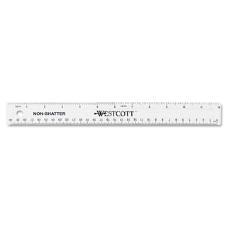 Non-Shatter Flexible Ruler, Standard/Metric, 12" Long, Plastic, Clear - 