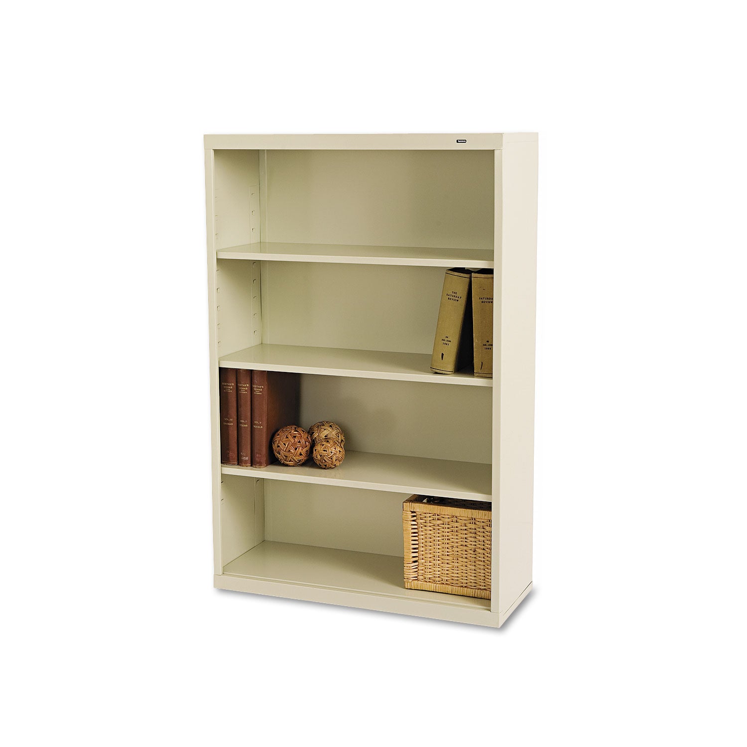Metal Bookcase, Four-Shelf, 34.5w x 13.5d x 52.5h, Putty - 