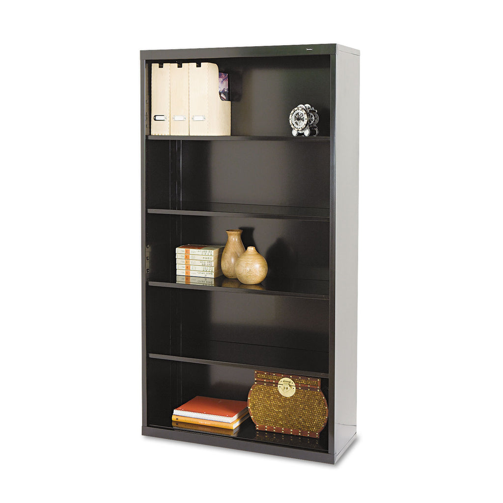 Metal Bookcase, Five-Shelf, 34.5w x 13.5d x 66h, Black - 