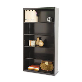 Metal Bookcase, Five-Shelf, 34.5w x 13.5d x 66h, Black - 