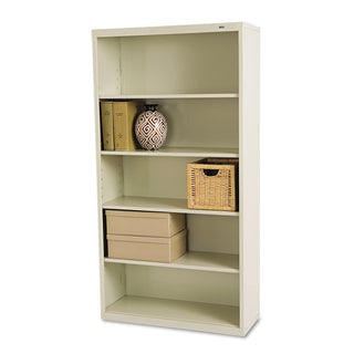 Metal Bookcase, Five-Shelf, 34.5w x 13.5d x 66h, Putty - 