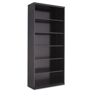 Metal Bookcase, Six-Shelf, 34.5w x 13.5d x 78h, Black - 
