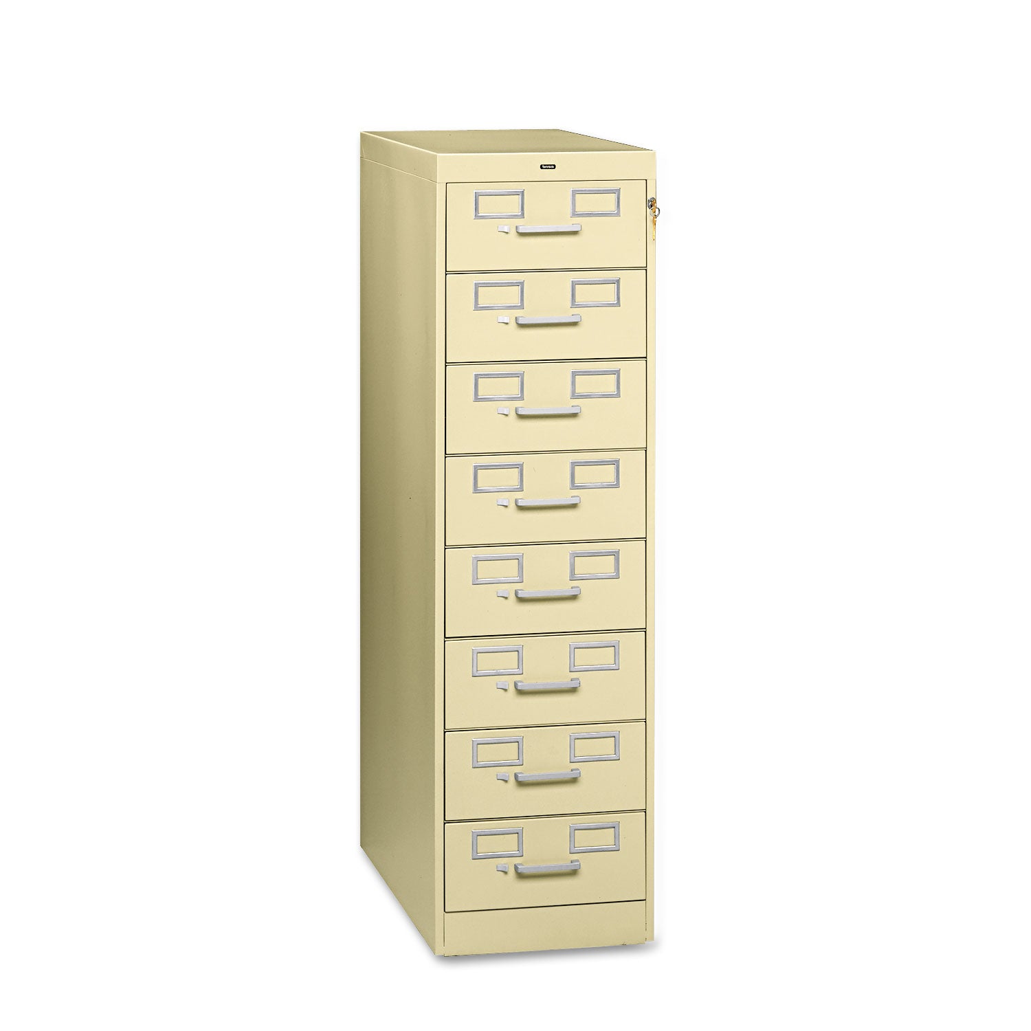 Eight-Drawer Multimedia/Card File Cabinet, Putty, 15" x 28.5" x 52 - 